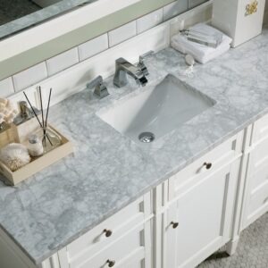 James Martin 650-V60S-BW-3CAR Brittany 60 Inch Bright White Single Vanity with 3 cm Carrara Marble Top