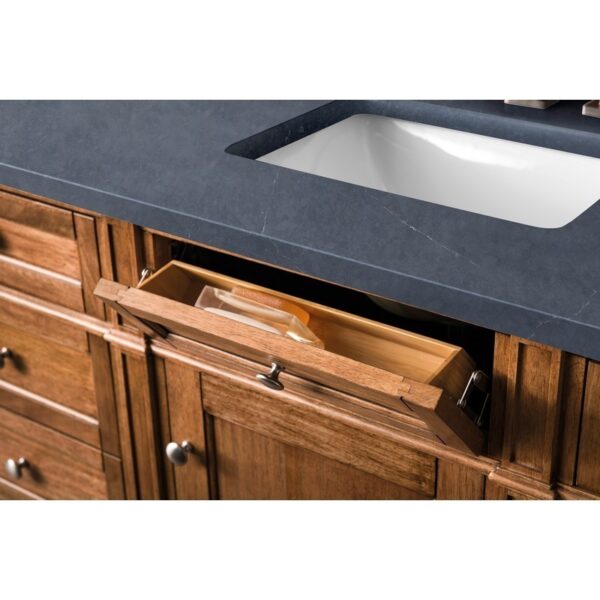 James Martin 650-V60S-SBR-3CSP Brittany 60 Inch Saddle Brown Single Vanity with 3 CM Charcoal Soapstone Quartz Top