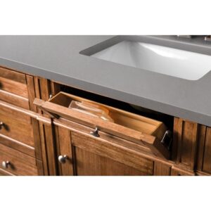 James Martin 650-V60S-SBR-3GEX Brittany 60 Inch Saddle Brown Single Vanity with 3 CM Grey Expo Quartz Top