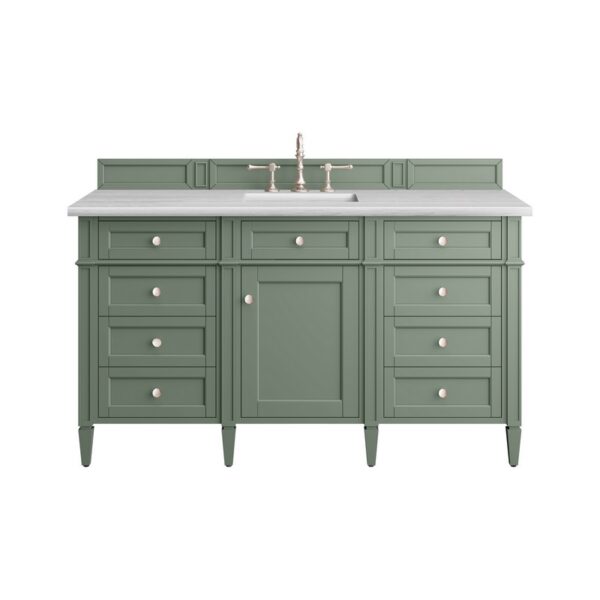 James Martin 650-V60S-SC-3AF Brittany 60 Inch Smokey Celadon Single Sink Vanity with 3 cm Arctic Fall Top