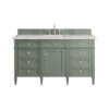 James Martin 650-V60S-SC-3EJP Brittany 60 Inch Smokey Celadon Single Sink Vanity with 3 cm Eternal Jasmine Pearl Top