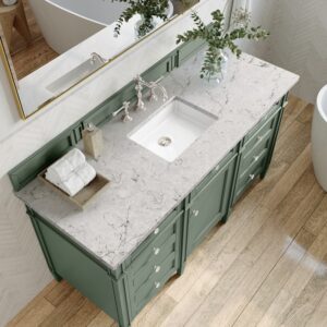 James Martin 650-V60S-SC-3EJP Brittany 60 Inch Smokey Celadon Single Sink Vanity with 3 cm Eternal Jasmine Pearl Top