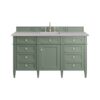 James Martin 650-V60S-SC-3ESR Brittany 60 Inch Smokey Celadon Single Sink Vanity with 3 cm Eternal Serena Top