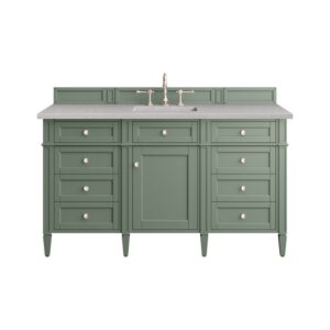 James Martin 650-V60S-SC-3ESR Brittany 60 Inch Smokey Celadon Single Sink Vanity with 3 cm Eternal Serena Top