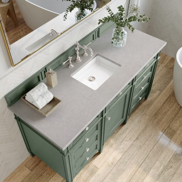 James Martin 650-V60S-SC-3ESR Brittany 60 Inch Smokey Celadon Single Sink Vanity with 3 cm Eternal Serena Top