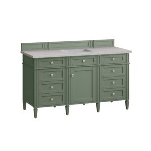 James Martin 650-V60S-SC-3ESR Brittany 60 Inch Smokey Celadon Single Sink Vanity with 3 cm Eternal Serena Top