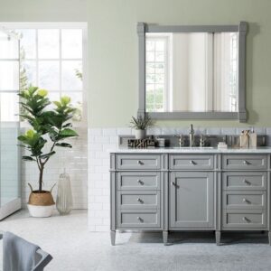 James Martin 650-V60S-UGR-3CAR Brittany 60 Inch Urban Gray Single Vanity with 3 cm Carrara Marble Top