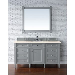 James Martin 650-V60S-UGR-3EMR Brittany 60 Inch Urban Gray Single Vanity with 3 CM Eternal Marfil Quartz Top