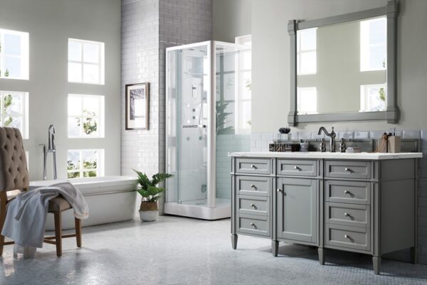 James Martin 650-V60S-UGR-3ENC Brittany 60 Inch Single Vanity Cabinet with Ethereal Noctis Quartz Top - Urban Gray