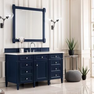 James Martin 650-V60S-VBL-3EJP Brittany 60 Inch Victory Blue Single Vanity with 3 cm Eternal Jasmine Pearl Quartz Top with Sink