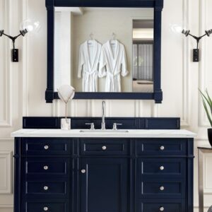 James Martin 650-V60S-VBL-3ENC Brittany 60 Inch Single Vanity Cabinet with Ethereal Noctis Quartz Top - Victory Blue