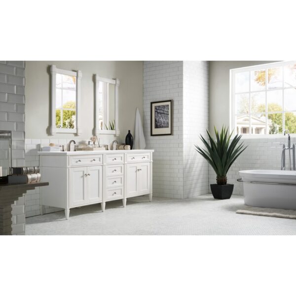 James Martin 650-V72-3WZ Brittany 72 Inch Double Vanity with 3cm White Zeus Quartz Top