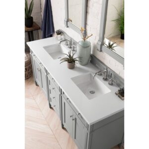 James Martin 650-V72-3WZ Brittany 72 Inch Double Vanity with 3cm White Zeus Quartz Top