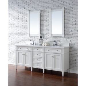 James Martin 650-V72-3WZ Brittany 72 Inch Double Vanity with 3cm White Zeus Quartz Top