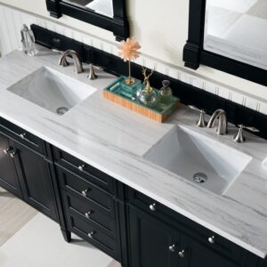 James Martin 650-V72-BKO-3AF Brittany 72 Inch Black Onyx Double Vanity with 3 cm Arctic Fall Solid Surface Top