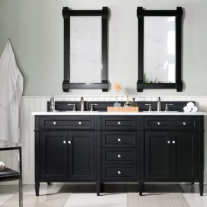 James Martin 650-V72-BKO-3CAR Brittany 72 Inch Black Onyx Double Vanity with 3 cm Carrara Marble Top