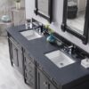 James Martin 650-V72-BKO-3CSP Brittany 72 Inch Black Onyx Double Vanity with 3 cm Charcoal Soapstone Quartz Top with Sink