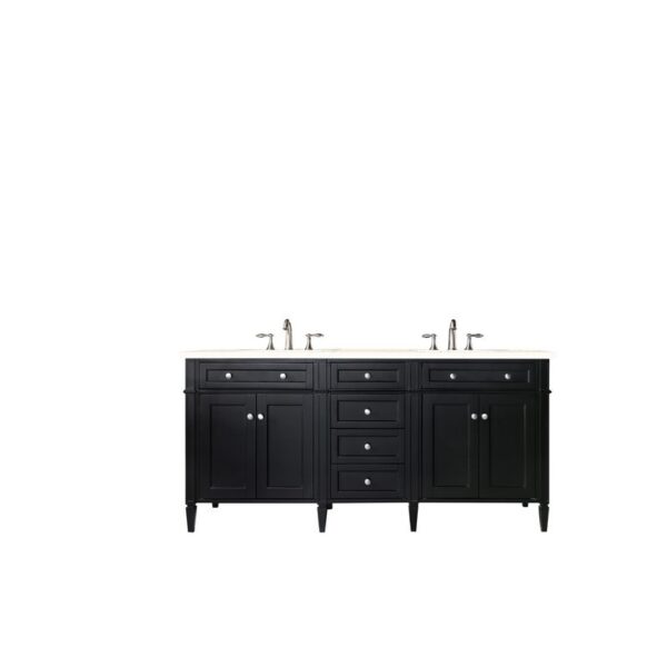 James Martin 650-V72-BKO-3EMR Brittany 72 Inch Black Onyx Double Vanity with 3 CM Eternal Marfil Quartz Top