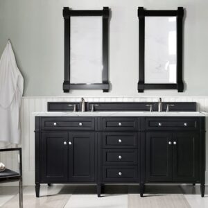 James Martin 650-V72-BKO-3ENC Brittany 72 Inch Double Vanity Cabinet with Ethereal Noctis Quartz Top - Black Onyx