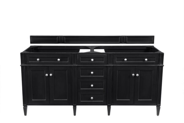 James Martin 650-V72-BKO-3GEX Brittany 72 Inch Black Onyx Double Vanity with 3 cm Grey Expo Quartz Top with Sink