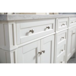 James Martin 650-V72-BW-3CAR Brittany 72 Inch Bright White Double Vanity with 3 cm Carrara Marble Top