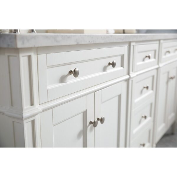 James Martin 650-V72-BW-3CAR Brittany 72 Inch Bright White Double Vanity with 3 cm Carrara Marble Top