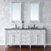 James Martin 650-V72-BW-3CSP Brittany 72 Inch Bright White Double Vanity with 3 cm Charcoal Soapstone Quartz Top with Sink