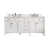 James Martin 650-V72-BW-3ENC Brittany 72 Inch Double Vanity Cabinet with Ethereal Noctis Quartz Top - Bright White