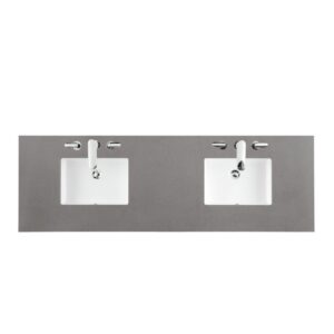 James Martin 650-V72-BW-3GEX Brittany 72 Inch Bright White Double Vanity with 3 cm Grey Expo Quartz Top with Sink