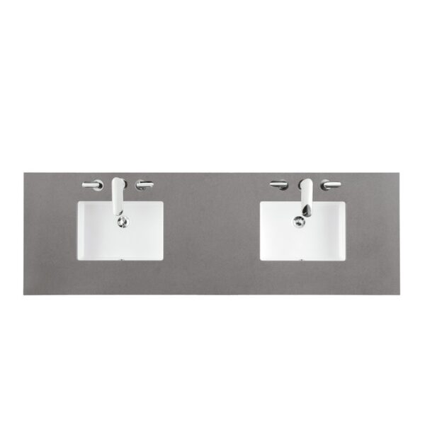 James Martin 650-V72-BW-3GEX Brittany 72 Inch Bright White Double Vanity with 3 cm Grey Expo Quartz Top with Sink