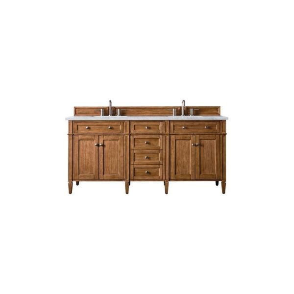 James Martin 650-V72-SBR-3AF Brittany 72 Inch Saddle Brown Double Vanity with 3 CM Arctic Fall Solid Surface Top