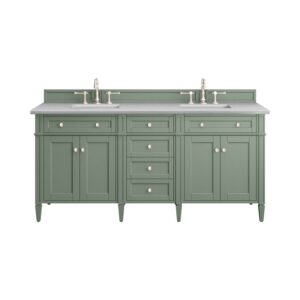 James Martin 650-V72-SC-3AF Brittany 72 Inch Smokey Celadon Double Sink Vanity with 3 cm Arctic Fall Top