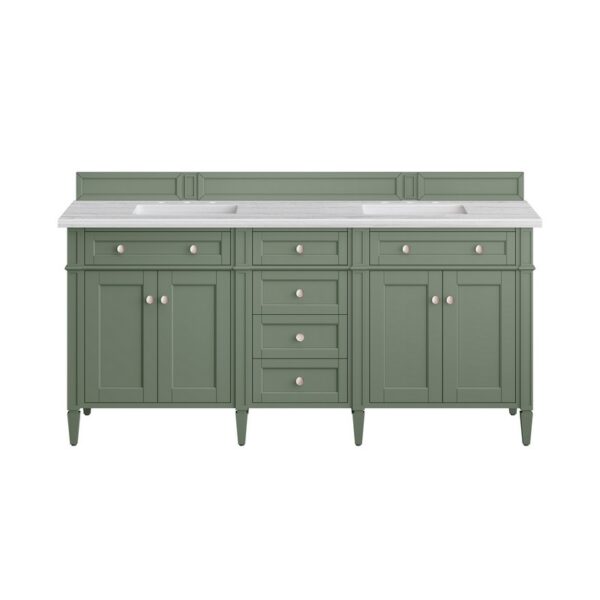 James Martin 650-V72-SC-3AF Brittany 72 Inch Smokey Celadon Double Sink Vanity with 3 cm Arctic Fall Top