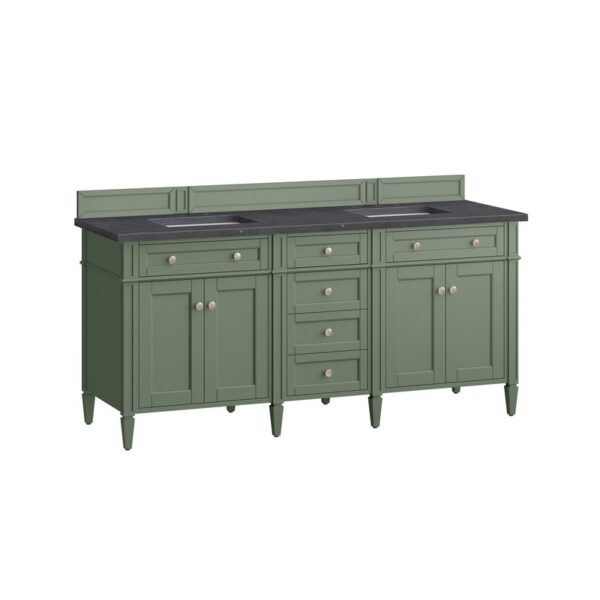 James Martin 650-V72-SC-3CSP Brittany 72 Inch Smokey Celadon Double Sink Vanity with 3 cm Charcoal Soapstone Top