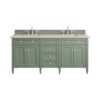 James Martin 650-V72-SC-3EMR Brittany 72 Inch Smokey Celadon Double Sink Vanity with 3 cm Eternal Marfil Top