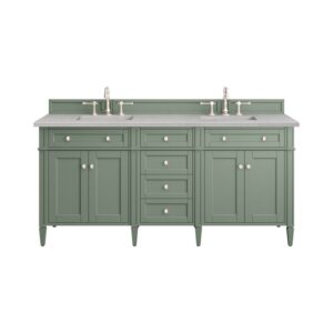 James Martin 650-V72-SC-3ESR Brittany 72 Inch Smokey Celadon Double Sink Vanity with 3 cm Eternal Serena Top