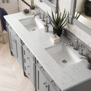 James Martin 650-V72-UGR-3EJP Brittany 72 Inch Urban Gray Double Vanity with 3 cm Eternal Jasmine Pearl Quartz Top with Sink