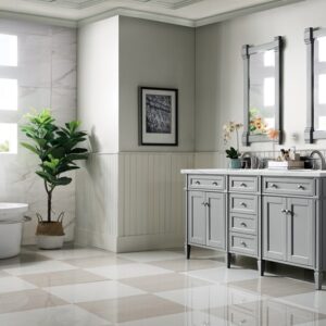 James Martin 650-V72-UGR-3ENC Brittany 72 Inch Double Vanity Cabinet with Ethereal Noctis Quartz Top - Urban Gray