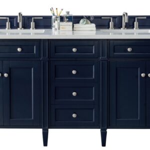 James Martin 650-V72-VBL-3EJP Brittany 72 Inch Victory Blue Double Vanity with 3 cm Eternal Jasmine Pearl Quartz Top with Sink