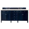 James Martin 650-V72-VBL-3EMR Brittany 72 Inch Victory Blue Double Vanity with 3 CM Eternal Marfil Quartz Top