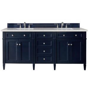 James Martin 650-V72-VBL-3ESR Brittany 72 Inch Victory Blue Double Vanity with 3 CM Eternal Serena Quartz Top