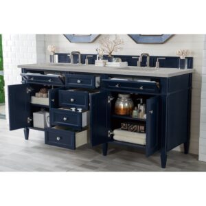 James Martin 650-V72-VBL-3ESR Brittany 72 Inch Victory Blue Double Vanity with 3 CM Eternal Serena Quartz Top