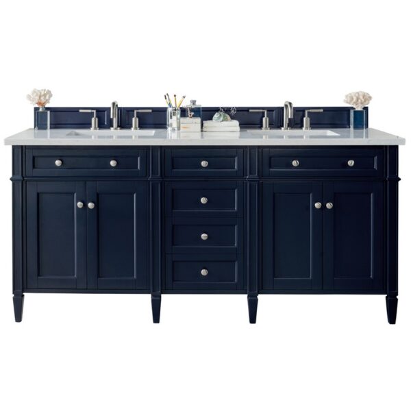 James Martin 650-V72-3WZ Brittany 72 Inch Double Vanity with 3cm White Zeus Quartz Top