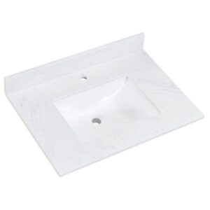 Altair 65031-CTP-AW Salerno 31 Inch Stone effects Vanity Top in Aosta White with White Sink