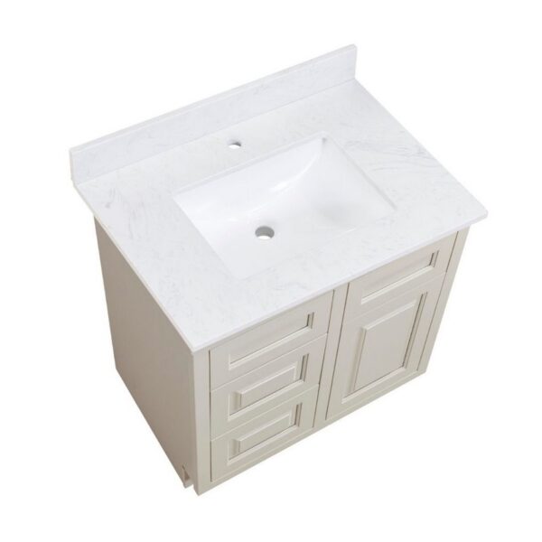 Altair 65031-CTP-AW Salerno 31 Inch Stone effects Vanity Top in Aosta White with White Sink