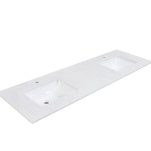 Altair 65073-CTP-AW Salerno 72 Inch Stone effects Vanity Top in Aosta White with White Sink