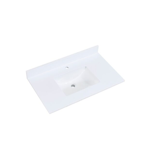 Altair 66037-CTP-SW Viterbo 37 Inch Stone effects Vanity Top in Snow White with White Sink