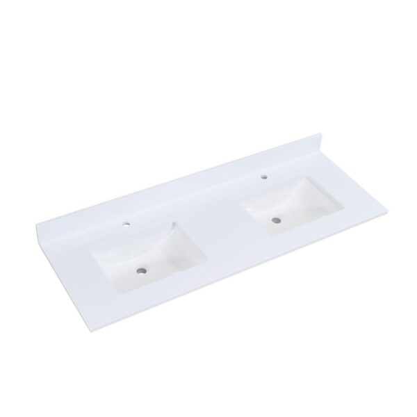 Altair 66061-CTP-SW Viterbo 60 Inch Stone effects Vanity Top in Snow White with White Sink