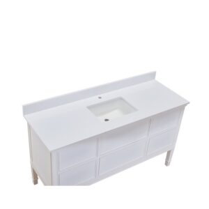 Altair 66061S-CTP-SW Viterbo 61 Inch Stone effects Vanity Top in Milano White with White Sink