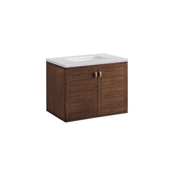 James Martin 670-V30-WLT-3AF Amberly 30 Inch Mid-Century Walnut Single Sink Vanity with 3 cm Arctic Fall Top